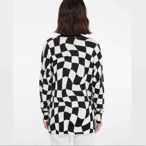 Sanctuary Cityscape Cardi Black White Warped Check Button Cardigan Sweater Small - Picture 5 of 9